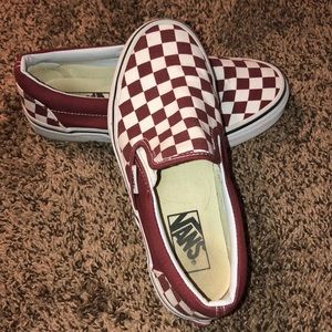 Maroon checkered vans